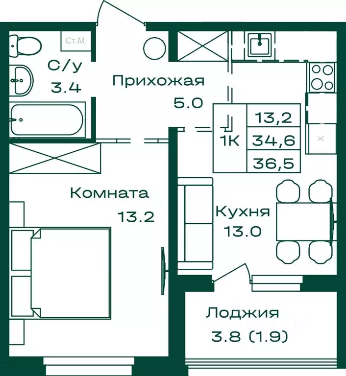 1-к кв. Алтай, Майминский район, с. Майма Алтайская ул., 2АК1 (36.5 м) - Фото 0