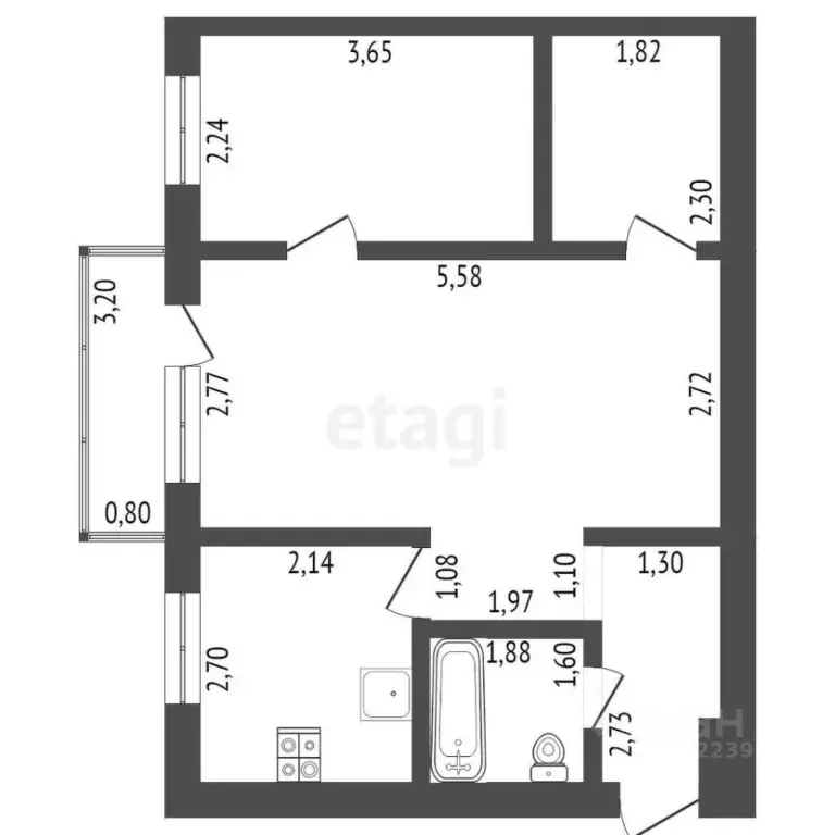 2-к кв. Башкортостан, Стерлитамак Лесная ул., 24А (49.2 м) - Фото 1