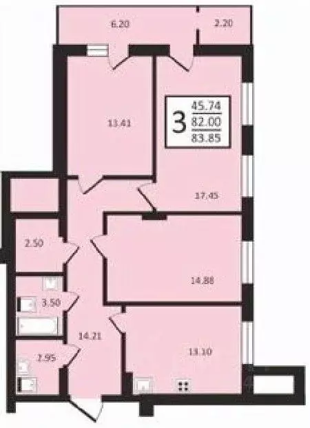 3-к кв. Воронежская область, Воронеж Донбасская ул., 25к2 (84.15 м) - Фото 0