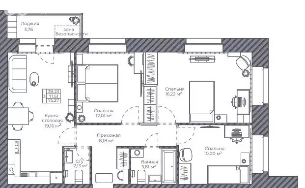 3-комнатная квартира: Ярославль, улица Попова, 14 (75.27 м) - Фото 1