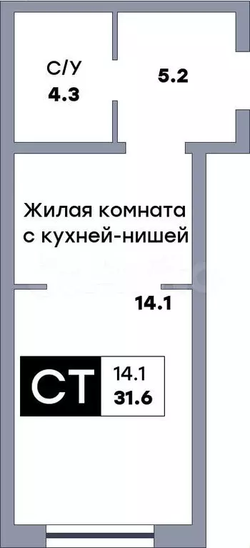 Квартира-студия, 31,6 м, 10/23 эт. - Фото 0