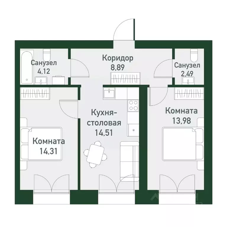 2-к кв. Свердловская область, Екатеринбург Твоя Привилегия жилой ... - Фото 0