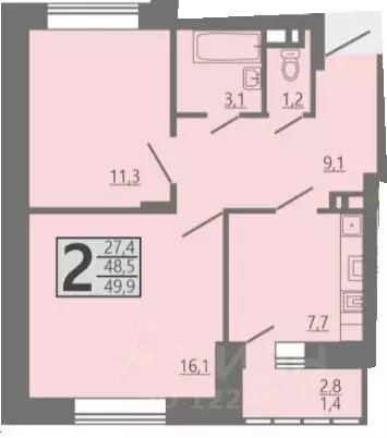 2-к кв. Воронежская область, Семилуки  (49.8 м) - Фото 0