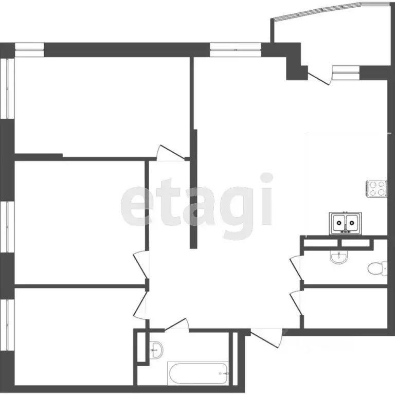 3-к кв. Тюменская область, Тюмень ул. Мельникайте, 30к4 (132.0 м) - Фото 2