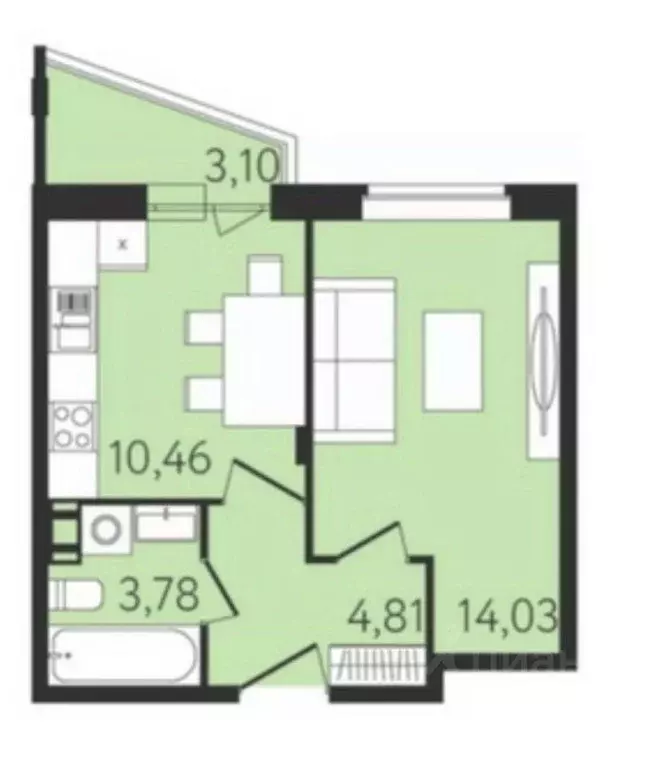 1-к кв. Тульская область, Тула ул. Самоварная, 5 (33.6 м) - Фото 2