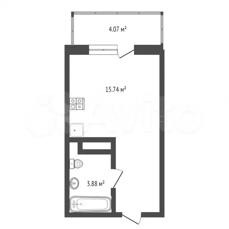 Квартира-студия, 20,7 м, 5/20 эт. - Фото 0