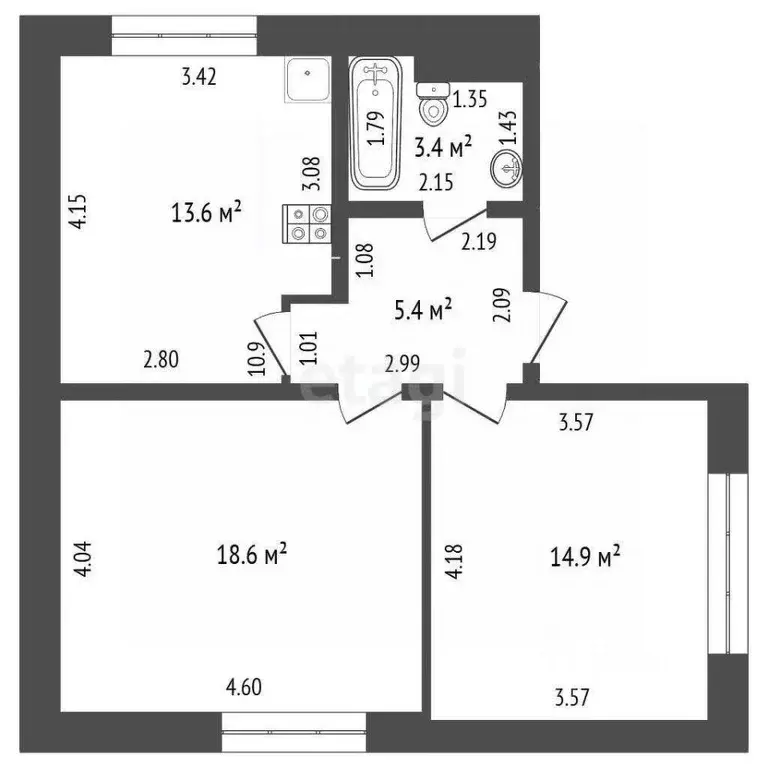 2-к кв. Ямало-Ненецкий АО, Губкинский 16-й мкр, 20 (59.0 м) - Фото 2