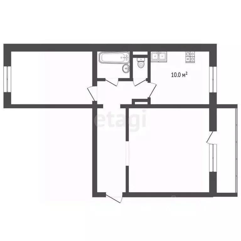 2-к кв. Ханты-Мансийский АО, Нягань 3-й мкр, 6 (52.1 м) - Фото 2