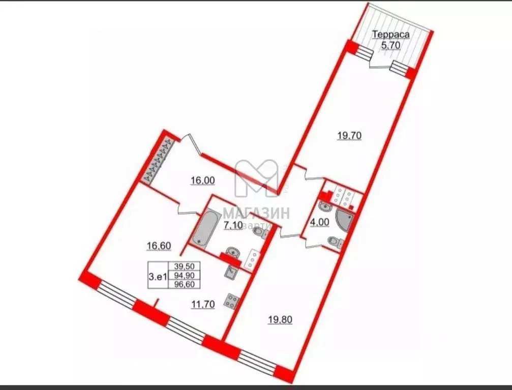 3-к кв. Санкт-Петербург Петровский просп., 28к1 (95.0 м) - Фото 1
