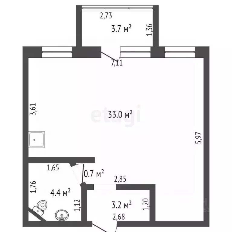 1-к кв. Томская область, Томск ул. Карташова, 29Б (41.3 м) - Фото 1