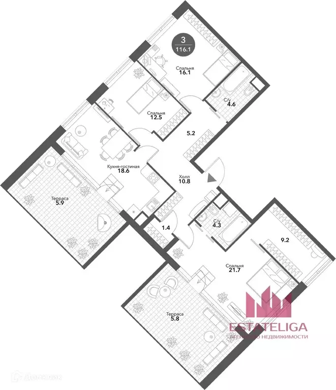 Продаётся 6-к квартира, 189 м - Фото 1