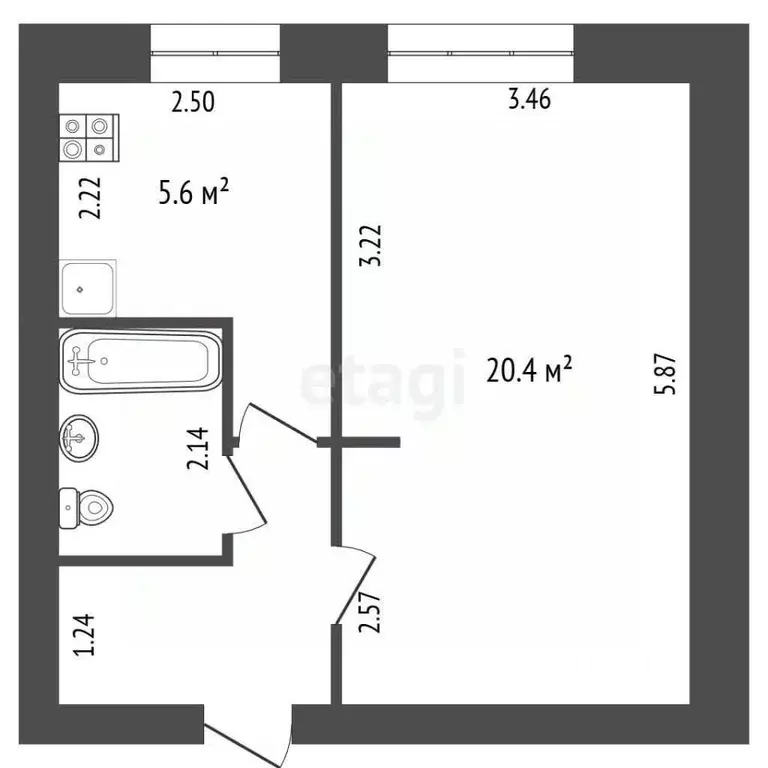 1-к кв. Башкортостан, Стерлитамак ул. Худайбердина, 196Б (33.7 м) - Фото 1