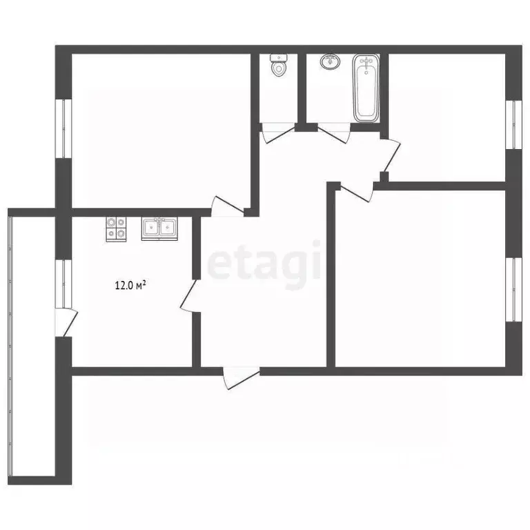 3-к кв. Псковская область, Печоры Юбилейная ул., 5 (65.7 м) - Фото 2