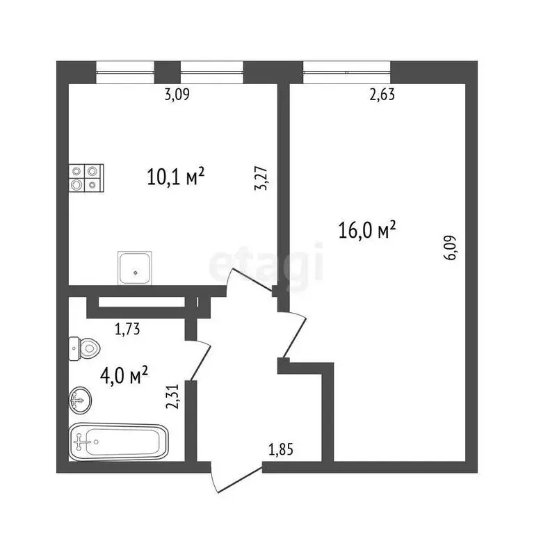 1-комнатная квартира: Тюмень, Ставропольская улица, 160 (33.4 м) - Фото 1