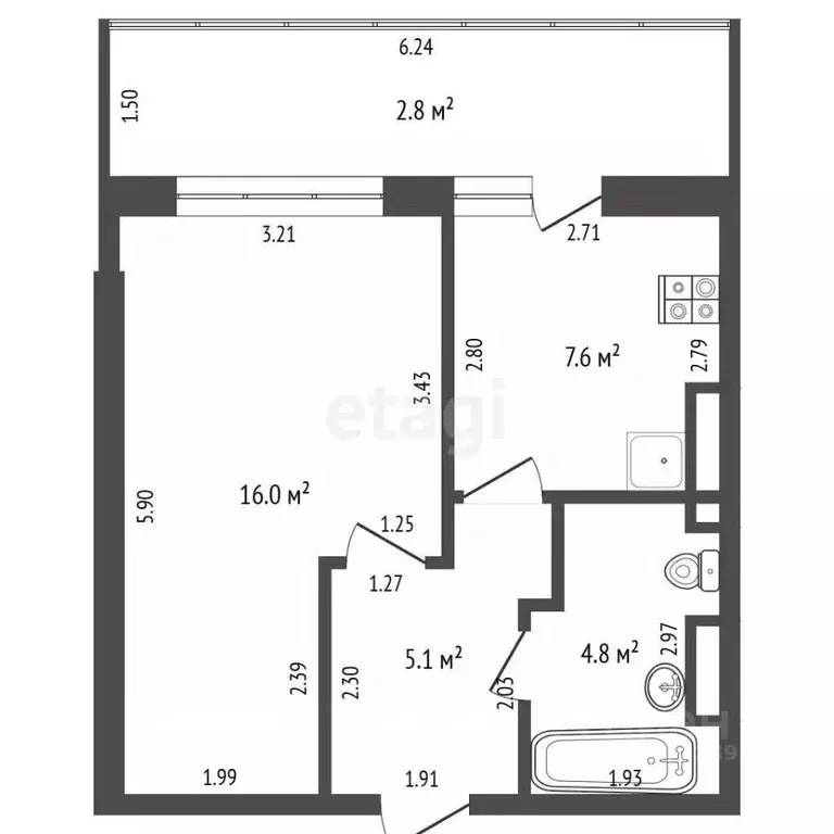 1-к кв. Башкортостан, Стерлитамак ул. Артема, 70 (32.9 м) - Фото 1