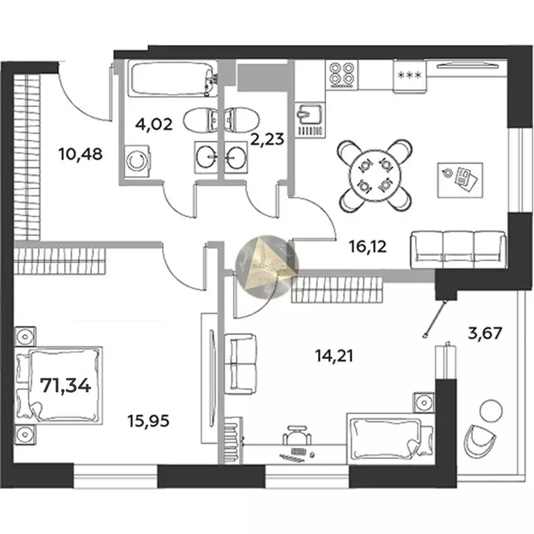2-комнатная квартира: Санкт-Петербург, бульвар Головнина, 6к1 (71.34 ... - Фото 1