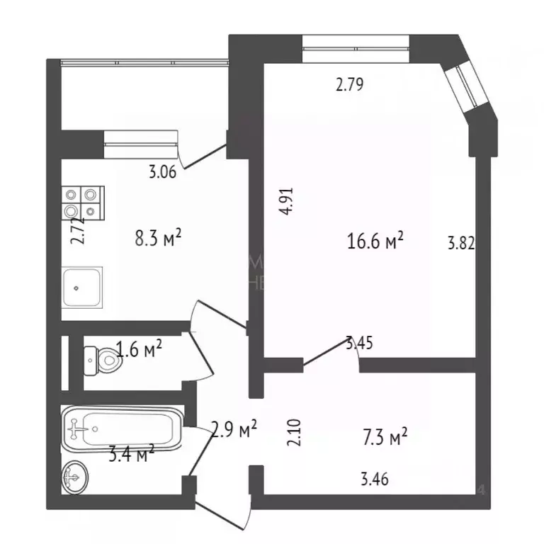 1-к кв. Тюменская область, Тюмень Широтная ул., 165к4 (39.8 м) - Фото 1
