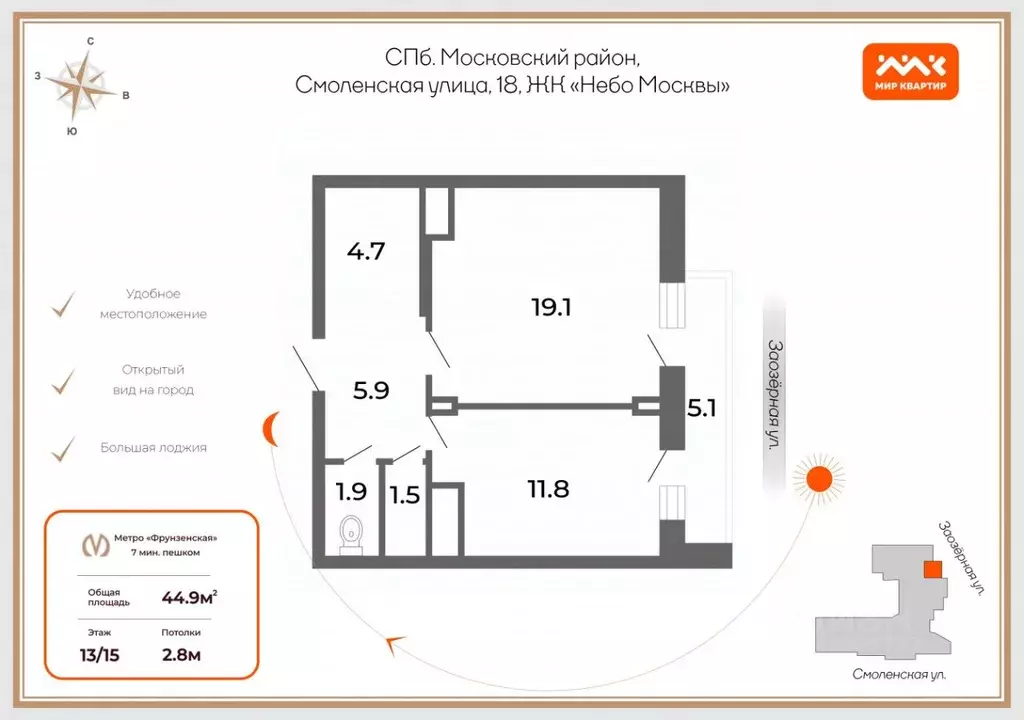 Офис в Санкт-Петербург Смоленская ул., 18 (45 м) - Фото 1