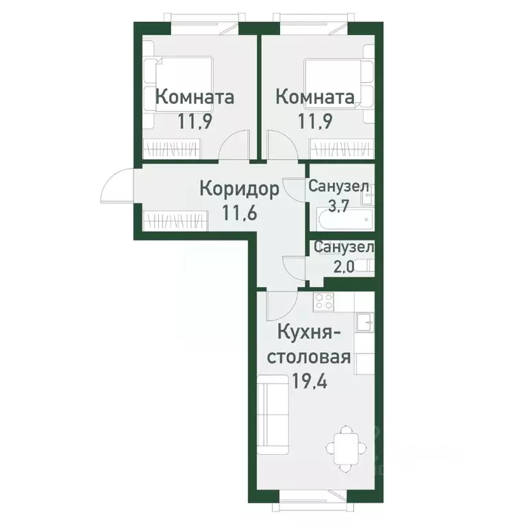2-к кв. Челябинская область, Челябинский городской округ, пос. ... - Фото 0