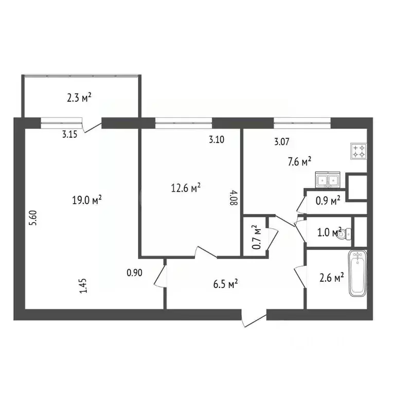 2-к кв. Санкт-Петербург ул. Коммуны, 26к4 (51.7 м) - Фото 2
