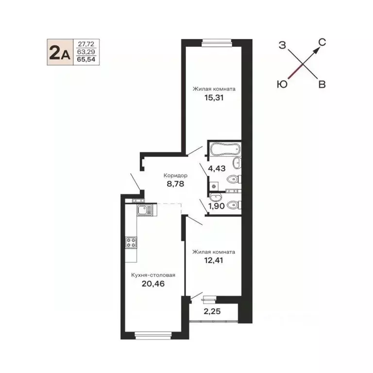 2-к кв. Свердловская область, Екатеринбург ул. Очеретина, 16 (65.54 м) - Фото 0