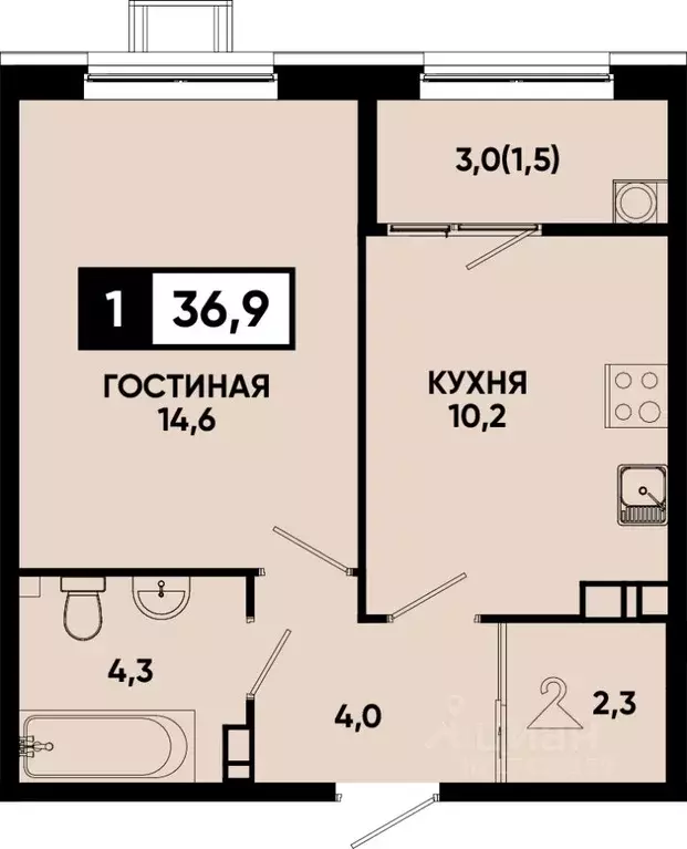 1-к кв. Ставропольский край, Кисловодск Моя Легенда жилой комплекс ... - Фото 1