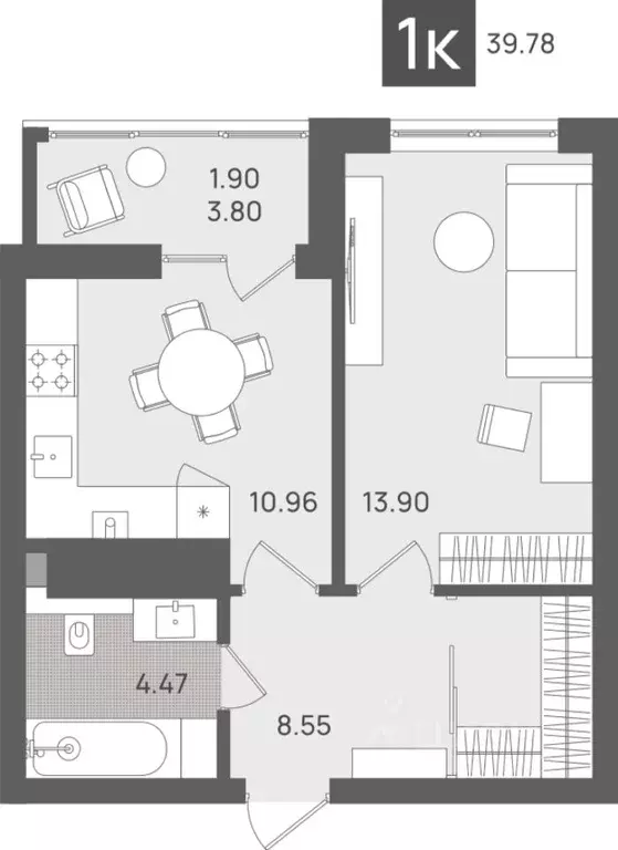 1-к кв. Калининградская область, Светлогорск Новая ул., 22к2 (39.78 м) - Фото 1
