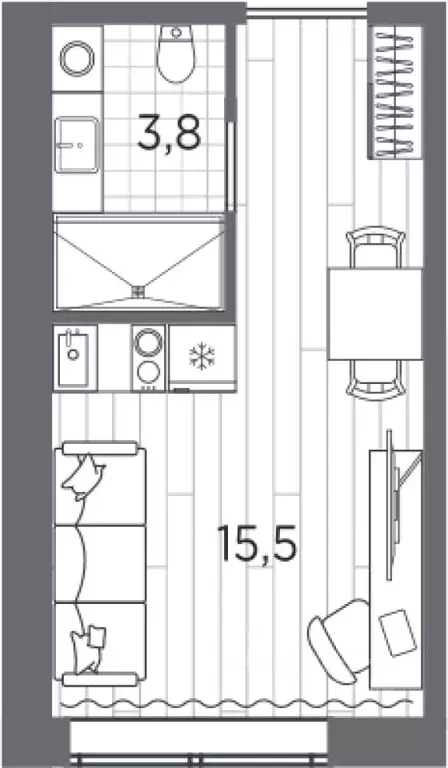 Студия Санкт-Петербург просп. Стачек, 62Е (19.3 м) - Фото 0