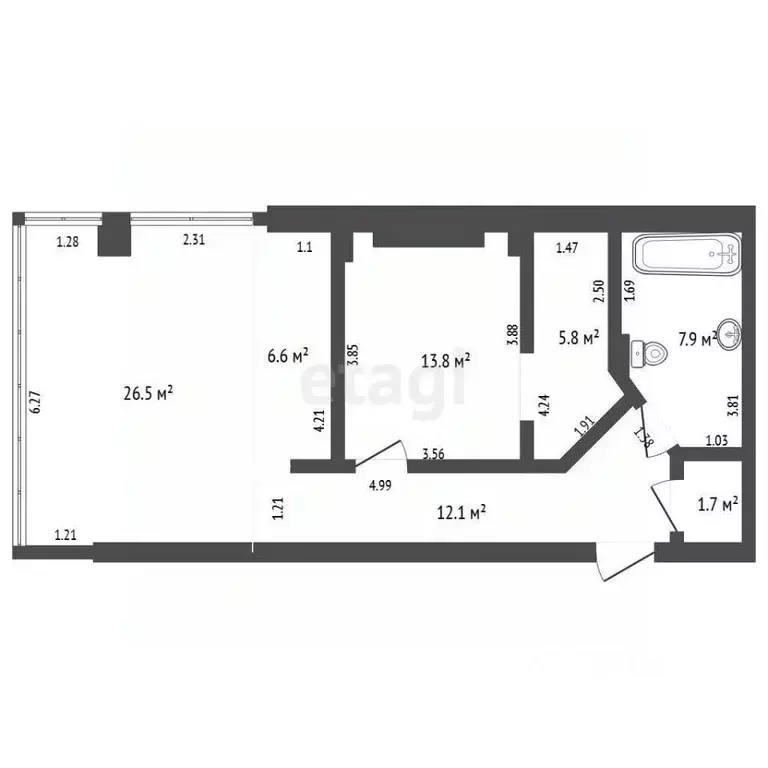 2-к кв. Пермский край, Пермь ул. Окулова, 18 (74.4 м) - Фото 1