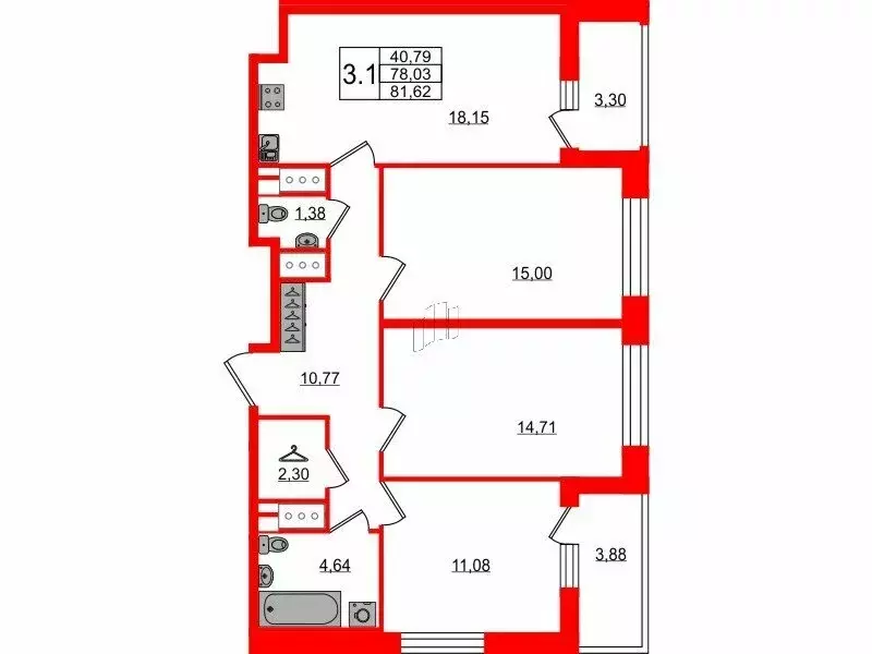 3-комнатная квартира: Санкт-Петербург, Октябрьская набережная, 36к4 ... - Фото 0