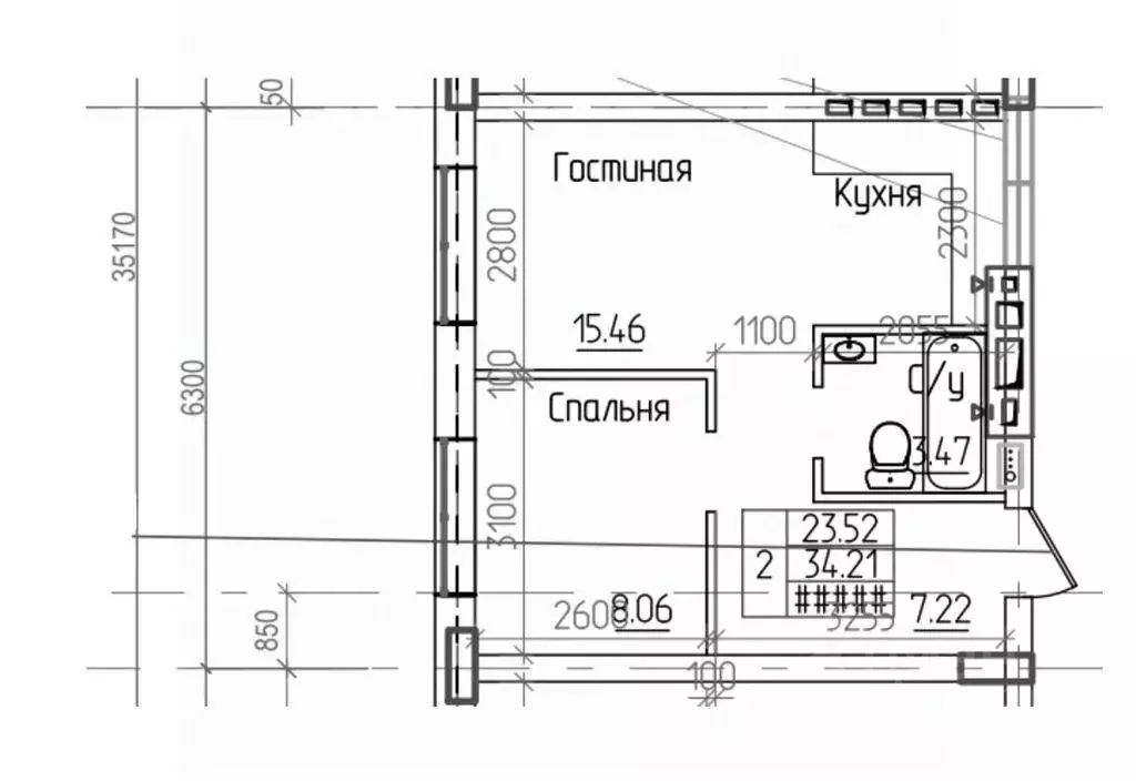 2-к кв. Оренбургская область, Оренбург Селивановский пер., 24/46 ... - Фото 2