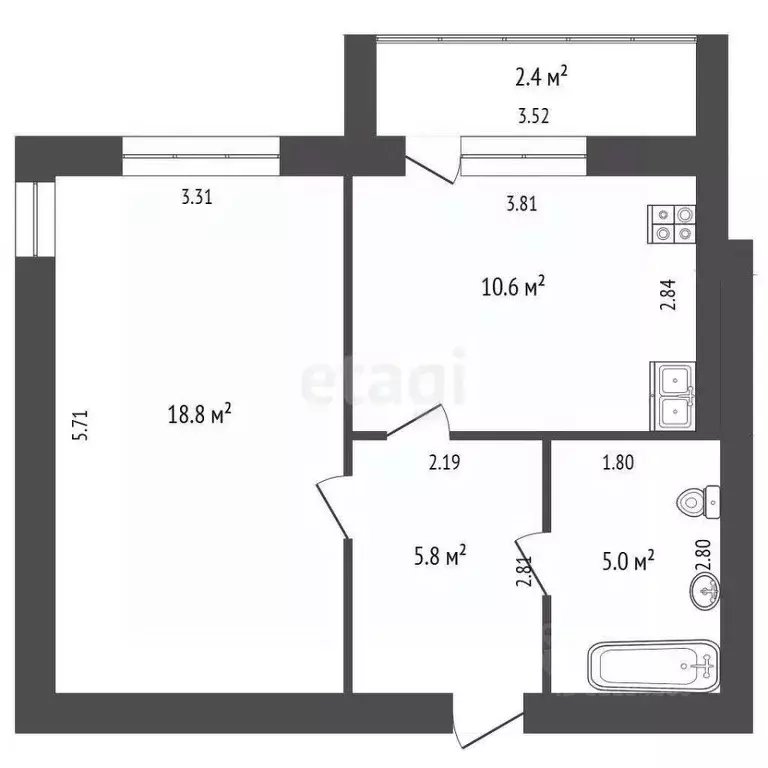 1-к кв. Мордовия, Саранск ул. Юрия Святкина, 3 (40.8 м) - Фото 2