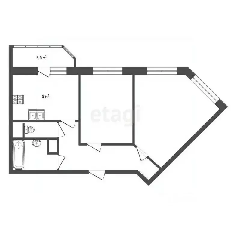 2-к кв. Санкт-Петербург ул. Русановская, 11 (51.3 м) - Фото 2