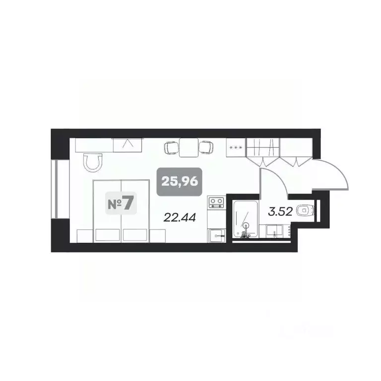 Студия Новосибирская область, Новосибирск пл. Карла Маркса (25.96 м) - Фото 1