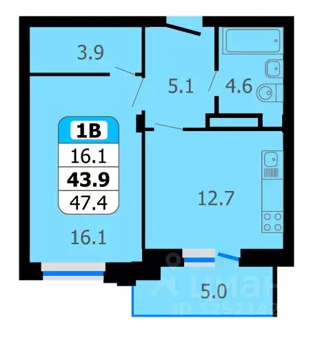 1-к кв. Чувашия, Новочебоксарск Восточная ул., 1к2 (47.4 м) - Фото 1