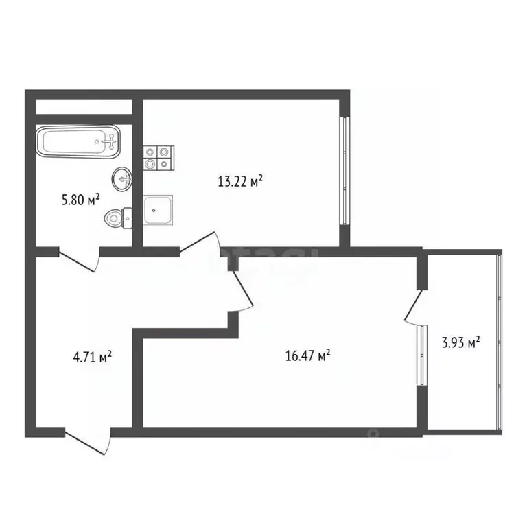1-к кв. Воронежская область, Воронеж наб. Чуева, 7 (48.9 м) - Фото 2