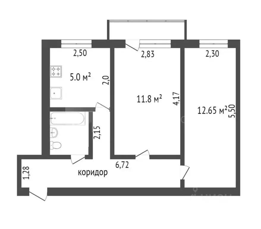 2-к кв. Тюменская область, Тюмень ул. Пермякова, 10 (44.0 м) - Фото 2