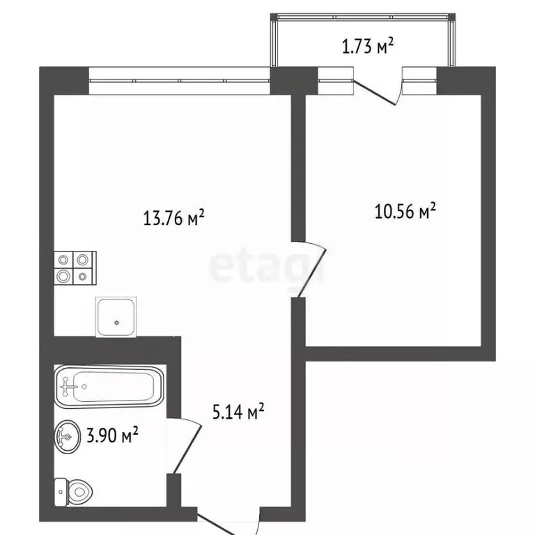 1-к кв. Тюменская область, Тюмень ул. Василия Малкова, 10 (35.1 м) - Фото 2