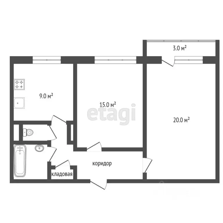 2-к кв. Ростовская область, Таганрог ул. Чехова, 336 (51.9 м) - Фото 1