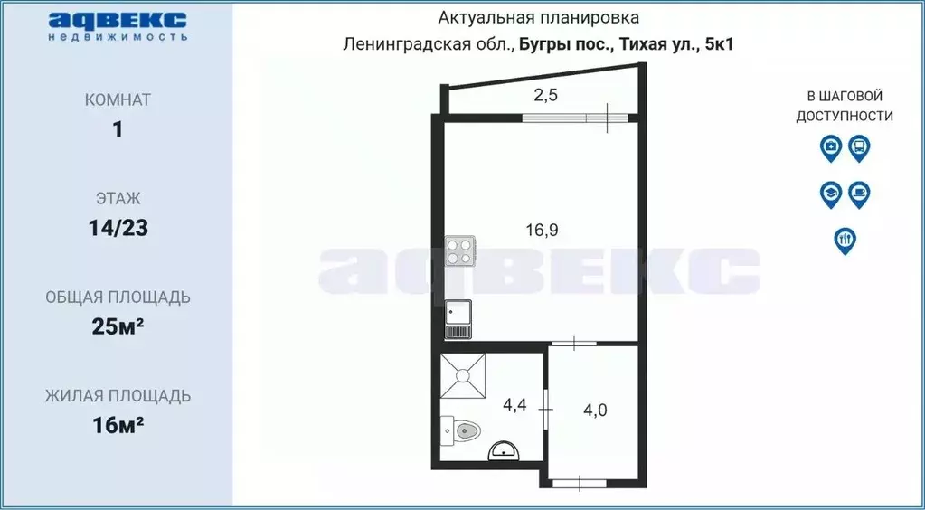 Студия Ленинградская область, Всеволожский район, пос. Бугры ул. ... - Фото 1