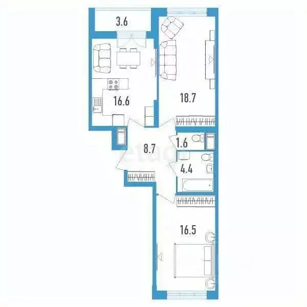 2-к кв. Татарстан, Казань Профессора Камая ул., 8А (68.5 м) - Фото 1