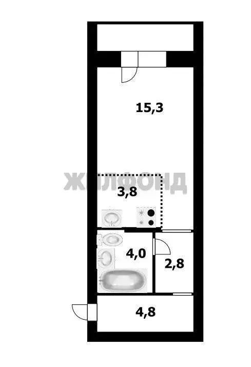 Квартира-студия: Новосибирск, улица Забалуева, 90 (30.7 м) - Фото 1