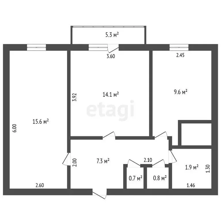 2-комнатная квартира: село Плешково, Луговая улица, 3 (50.6 м) - Фото 1