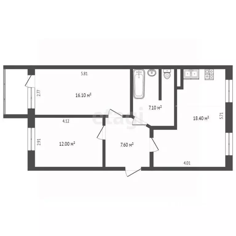 2-к кв. Вологодская область, Вологда Судоремонтная ул., 16А (61.2 м) - Фото 2