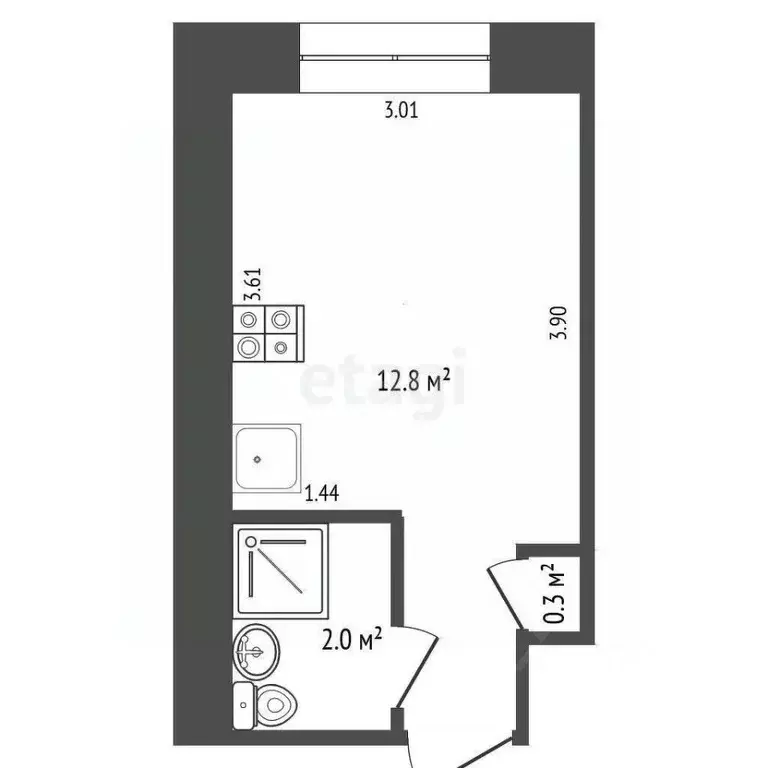 Студия Крым, Ялта муниципальный округ, Гурзуф пгт ул. Подвойского, 34 ... - Фото 1