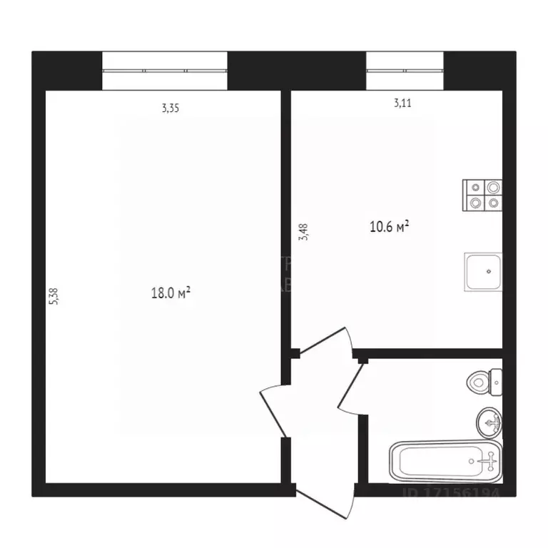 1-к кв. Тюменская область, Тюмень Олимпийская ул., 16 (33.6 м) - Фото 2