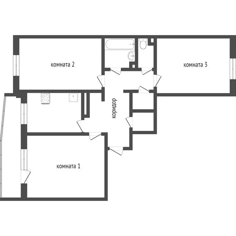 3-комнатная квартира: Улан-Удэ, улица Гагарина, 22 (66.2 м) - Фото 0