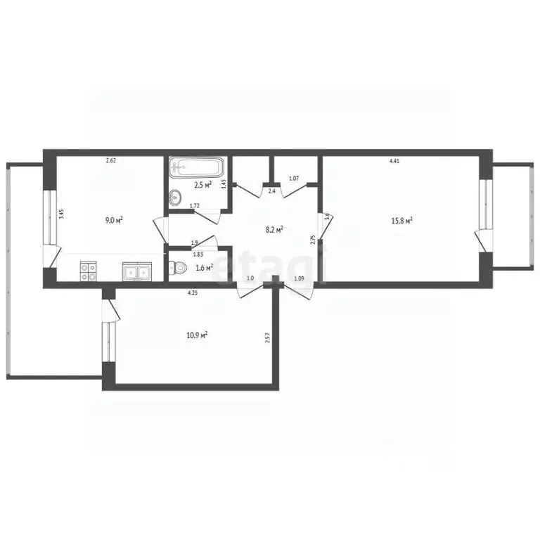 2-к кв. Крым, Красноперекопск ул. Таврическая, 11 (49.4 м) - Фото 2
