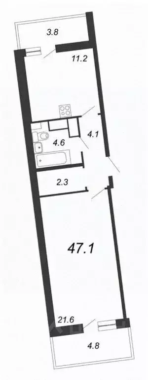 1-к кв. Санкт-Петербург Черниговская ул., 17 (48.8 м) - Фото 0