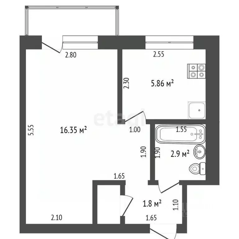 1-к кв. Нижегородская область, Выкса ул. Красные зори, 25А (27.66 м) - Фото 1